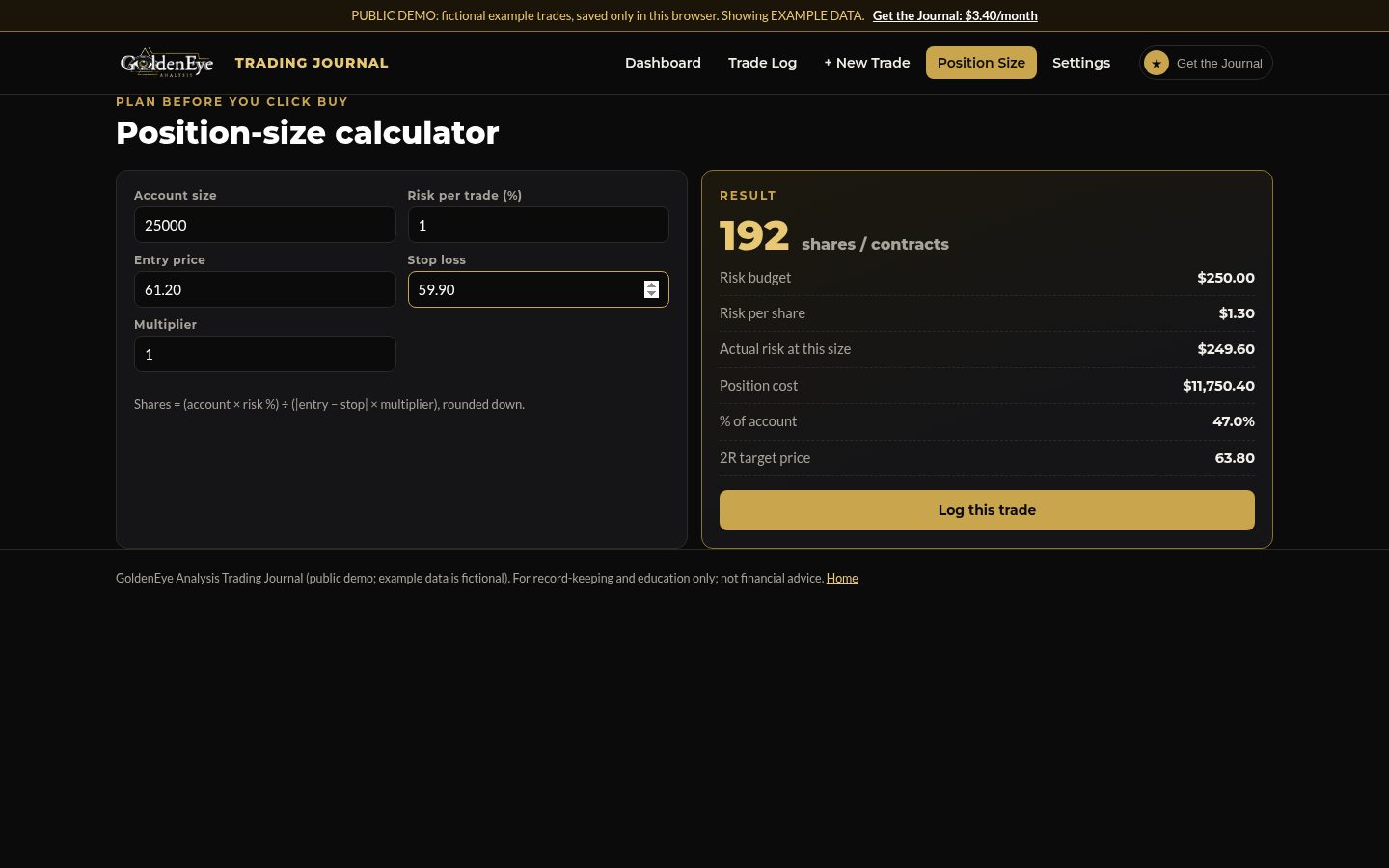 Position-size calculator